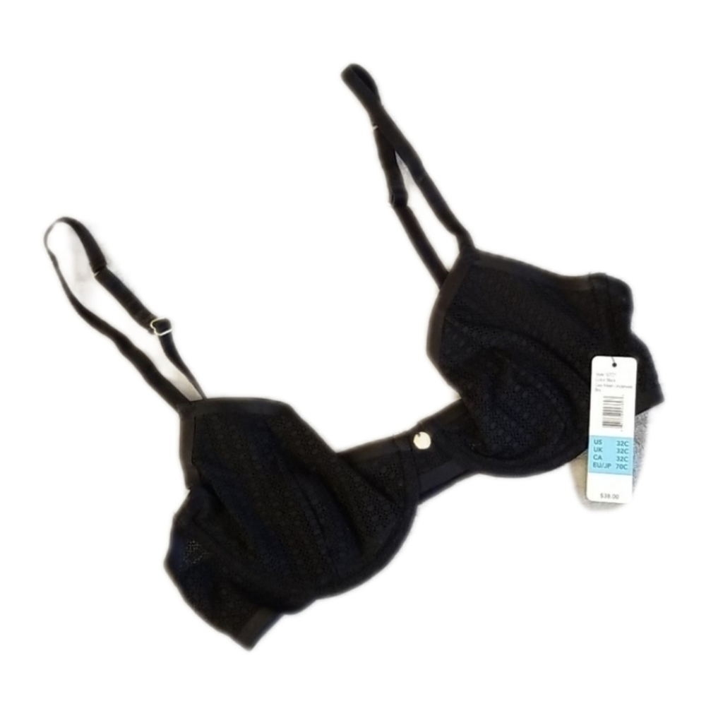 Sam Edelman Geo Mesh Black Bra 32C 32D